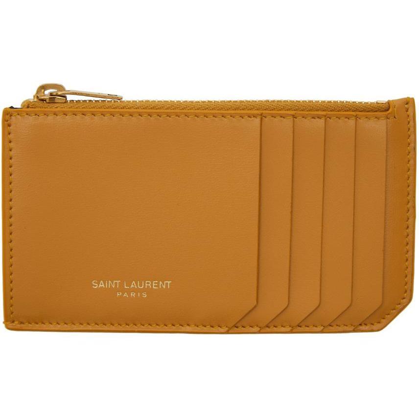 Zipped coin purse in grain de poudre embossed leather, Saint Laurent