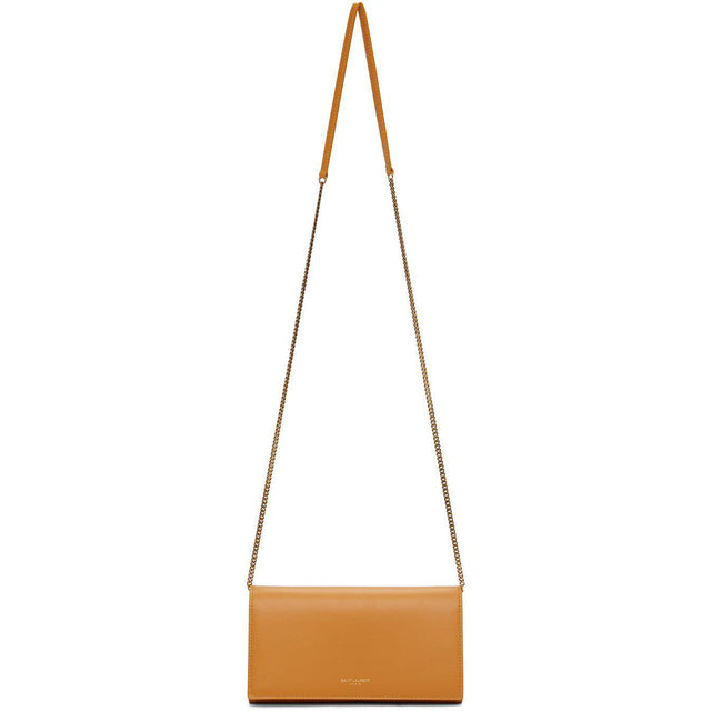Saint Laurent Yellow Leather Chain Wallet Bag