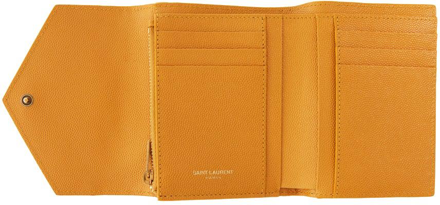 Saint Laurent Yellow Monogramme Compact Trifold Wallet