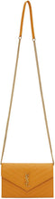 Saint Laurent Yellow Monogramme Envelope Chain Wallet Bag - Sac à portefeuille de portefeuille de monogramme jaune Saint Laurent - 세인트 로트 노란색 모노그램 봉투 체인 지갑 가방