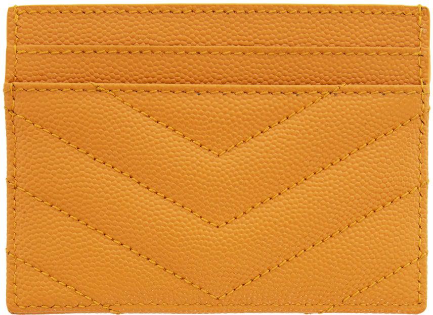 Saint Laurent Yellow Quilted Monogramme Card Holder