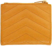 Saint Laurent Yellow Quilted Zip Monogramme Wallet