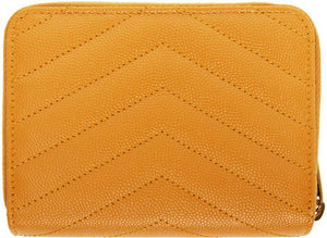 Saint Laurent Yellow Small Compact Monogramme Wallet