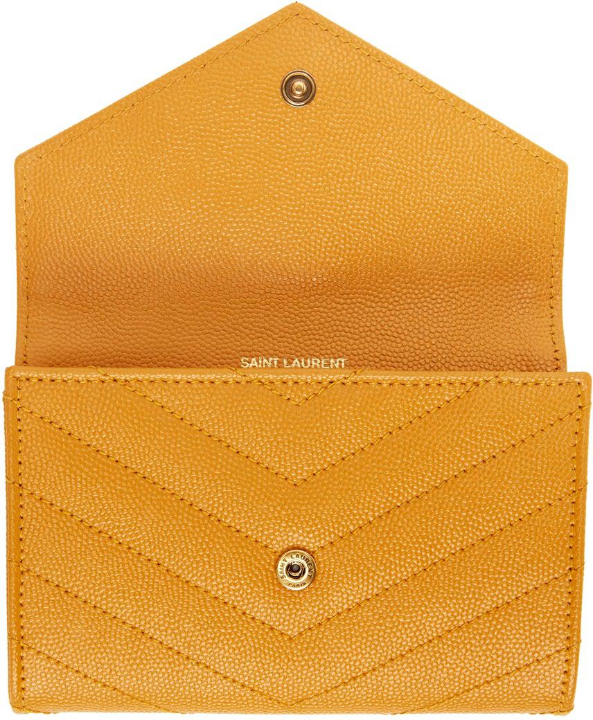Saint Laurent Yellow Small Envelope Monogramme Wallet – BlackSkinny