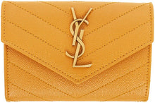 Saint Laurent Yellow Small Envelope Monogramme Wallet - Portefeuille de monogramme à petite enveloppe Saint Laurent - 세인트 라이닝 노란색 봉투 monogramme 지갑입니다