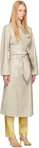 Saks Potts Taupe Patent Luso Trench Coat