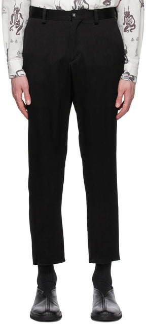 Sasquatchfabrix. Black Siwa Slim Silhouette Trousers - Sasquatchfabrix. Pantalon Silhouette Slim Noir SIWA - sasquatchfabrix. 검은 siwa 슬림 실루엣 바지