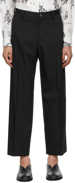 Sasquatchfabrix. Black Wide Silhouette Work Trousers - Sasquatchfabrix. Pantalon de travail de silhouette large noir - sasquatchfabrix. 검은 넓은 실루엣 작업 바지