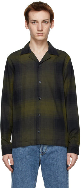 Saturdays NYC Green Check Flannel Marco Shirt - Samedi, NYC Vert Vérifiez Flanel Marco Shirt - 토요일 NYC GREEN CHECK Flannel Marco Shirt.