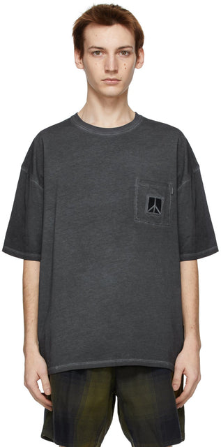 Saturdays NYC Grey Washed Peace T-Shirt - T-shirt de paix lavé gris de New Yorks - 토요일 NYC 그레이 워시 평화 티셔츠