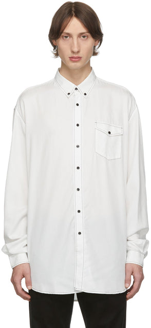 Schnayderman's White Oversized Solid Shirt - Chemise solide surdimensionnée blanche de Schnayderman - Schnayderman의 흰색 특대 솔리드 셔츠