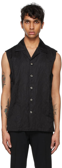 Sean Suen Black Sleeveless Shirt - Shirt sans manches Black Suis Sean Suen - 숀 Suen 검은 민소매 셔츠