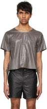 Sean Suen Grey Back Tie Crop T-Shirt - T-shirt de recadrage de cravate de dos gris Sean Suen - Sean Suen 회색 다시 넥타이 자르기 티셔츠