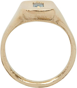 Seb Brown Gold Aquamarine Narrow Rectangle Signet Ring