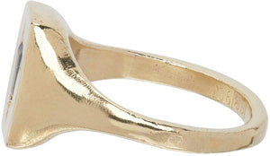 Seb Brown Gold Aquamarine Narrow Rectangle Signet Ring