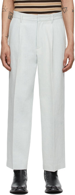 Second/Layer Blue Chuco Pleated Trousers - Deuxième pantalon plissé de chuco bleu bleu - 두 번째 / 레이어 블루 chuco pleated 바지