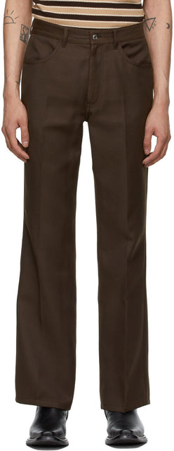 Second/Layer Brown Valluco Flare Trousers - Pantalon de flare de Valluco Deuxième / couche Brown Valluco - 두 번째 / 레이어 갈색 Valluco 플레어 바지