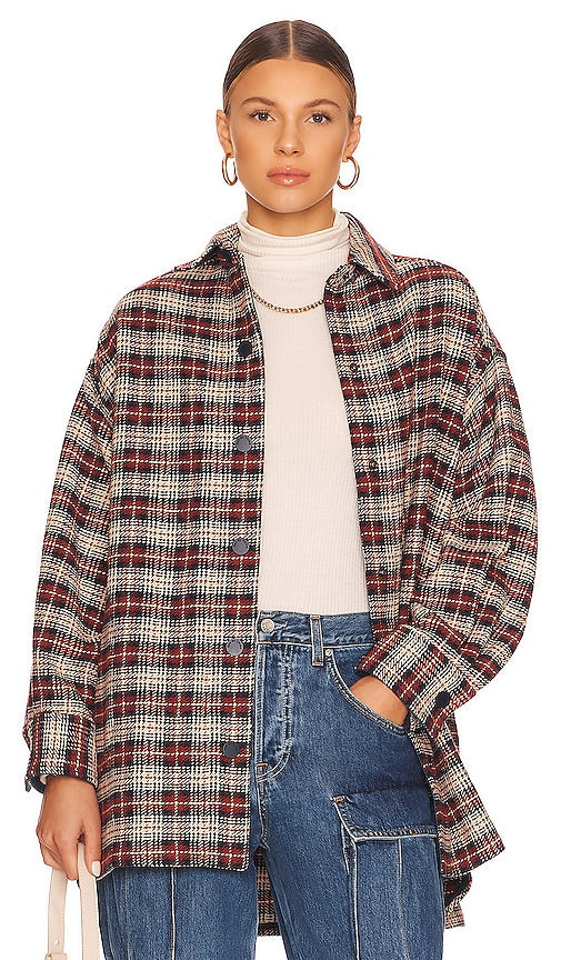 See By Chloe Carry-Over Shirt Jacket in Brown Voir par Chloe Carry-Over Shirt Veste en marron 参见Chloe Chloe Cantle-over衬衫外套的棕色