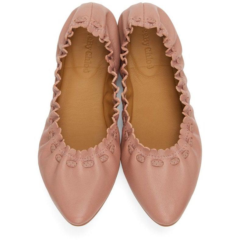 See by ChloÃ© Pink Leather Jane Ballerina Flats