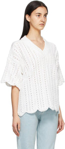 See by ChloÃ© White Knit V-Neck Top