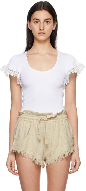 See by ChloÃ© White Lace Embellished T-Shirt - Voir par chloÃ © T-shirt embelli en dentelle blanche - ChloÃ © White Lace Embellished 티셔츠보기