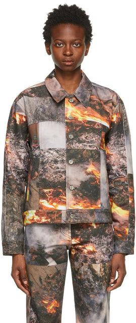 Serapis Multicolor Denim Fire Workwear Jacket - Veste de vêtements de travail de feu de feu de seracis multicolore en denim - Serapis 여러 가지 빛깔의 데님 소방 작업복 재킷