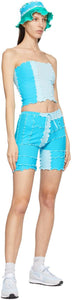 Sherris Blue Ruffle Patch Shorts