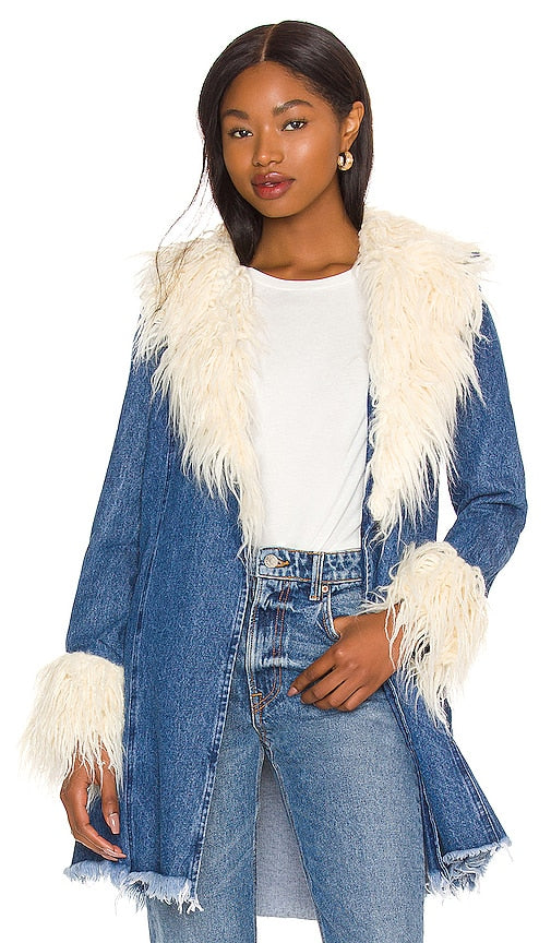 Show Me Your Mumu Penny Lane Faux Fur Coat in Blue Montre-moi ton manteau de fausse lane mumu pentil en bleu 给我看你的蒙古竹enny车道人造毛皮外套蓝色