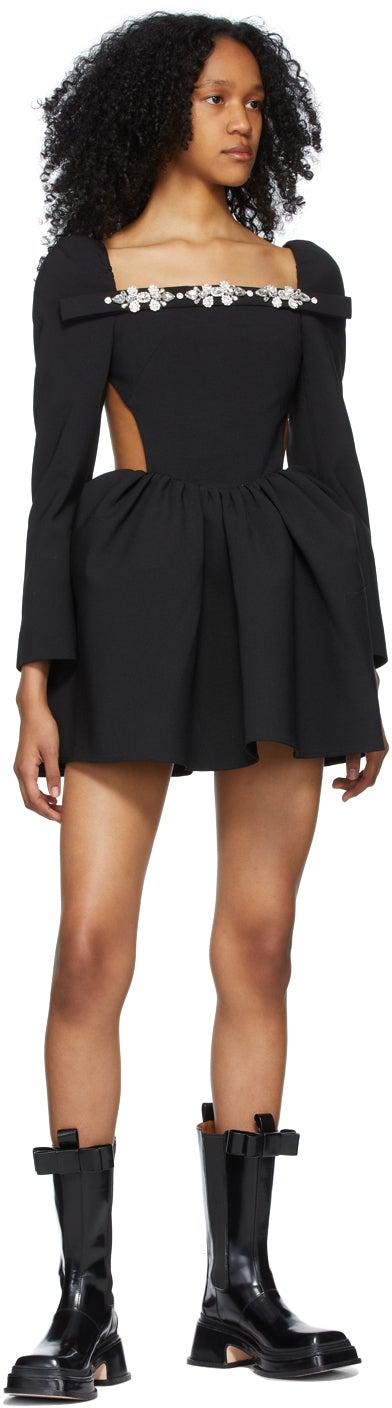 Shushu/Tong Black Leather Bow Mid Calf Boots