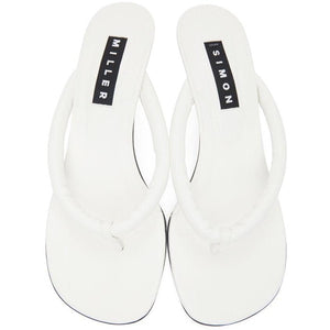 Simon Miller White Vegan Leather Beep Thong Sandals BlackSkinny