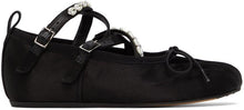Simone Rocha Black Pearl Criss-Cross Ballerina Flats - Simone Rocha Noir Criss-Cross Ballerina appartements - Simone Rocha Black Pearl Criss-Cross Ballerina Flats.