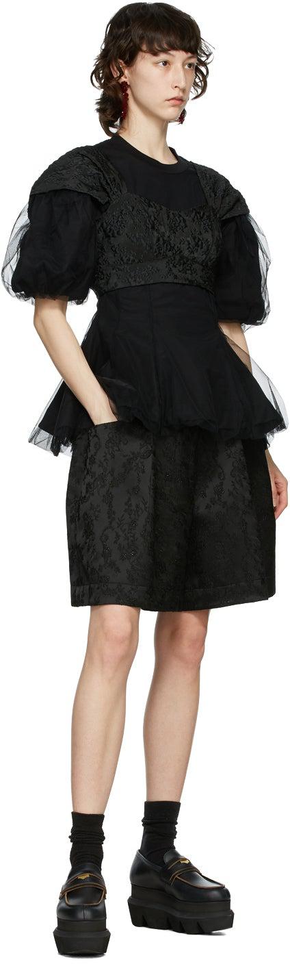 Simone Rocha Black Tulle Overlay Sculpted T-Shirt