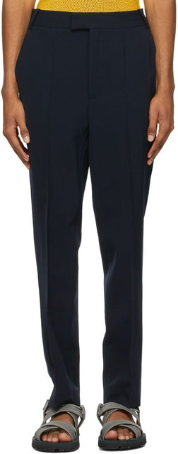 Situationist Navy Wool Classic Trousers - Pantalon classique de laine de la marine bleu marine - 상황 론 해군 울 클래식 바지