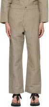 Snow Peak Beige Linen Striped Dobby Trousers - Pantalon Dobby Dobby Down Beige Peak Peak Beige - 스노우 피크 베이지 리넨 스트라이프 도비 바지
