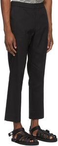Solid Homme Black Linen Elastic Waist Tapered Trousers