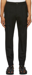 Solid Homme Black Wool Basic Lounge Pants - Solide Homme pantalon de base de base en laine noire - 솔리드 옴므 블랙 양모 기본 라운지 바지