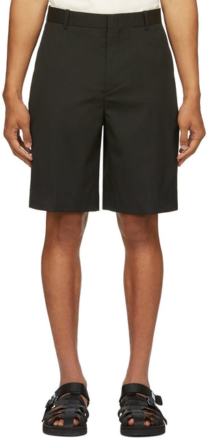 Solid Homme Black Wool Basic Shorts - Short de base de laine noire de Homme solide - 솔리드 옴므 블랙 모직 기본 반바지
