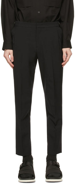 Solid Homme Black Wool Basic Trousers - Pantalon de base en laine noire de Homme solide - 솔리드 옴므 블랙 울 기본 바지