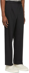 Solid Homme Black Wool Wide Trousers