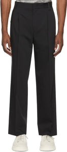 Solid Homme Black Wool Wide Trousers - Pantalon large de laine noire massif Homme - 솔리드 옴므 블랙 울 넓은 바지