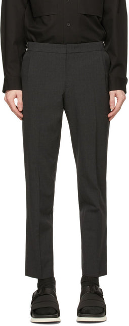 Solid Homme Grey Wool Basic Trousers - Pantalon de base de laine de laine grise de Homme solide - 솔리드 옴므 회색 양모 기본 바지