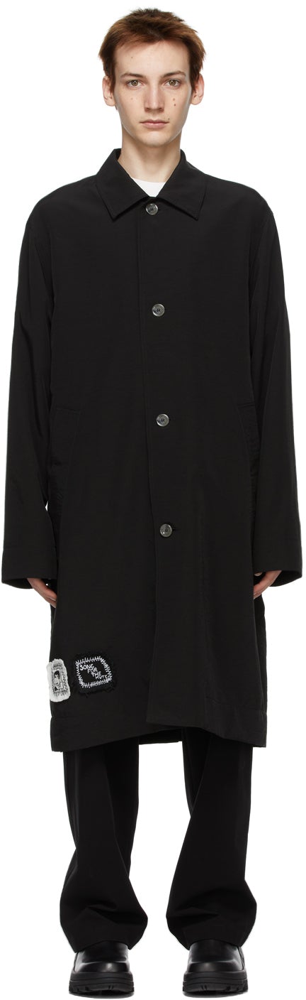 Song for the Mute Black Bird Coach Trench Coat - Chanson pour le trench-coat d'entraîneur d'oiseau noir muet - 음소거 검은 새 조류 코치 트렌치 코트의 노래