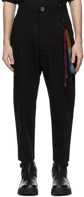 Song for the Mute Black Cotton Gabardine Trousers - Chanson pour le pantalon gabardine de coton noir muet noir - 음소거 검은 면화 가베르딘 바지를위한 노래