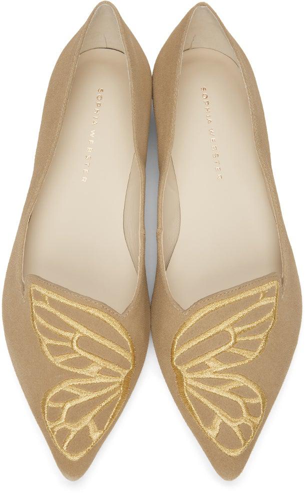 Sophia Webster Beige Butterfly Ballerina Flats