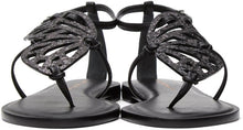 Sophia Webster Black Holographic Butterfly Flat Sandals