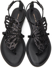Sophia Webster Black Holographic Butterfly Flat Sandals