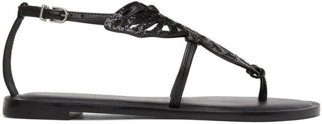 Sophia Webster Black Holographic Butterfly Flat Sandals - Sandales plates holographiques holographiques de Sophia Webster - 소피아 웹스터 블랙 홀로그램 나비 플랫 샌들