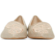 Sophia Webster Silver Glitter Butterfly Ballerina Flats