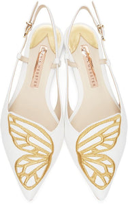 Sophia Webster White Butterfly Slingback Flats