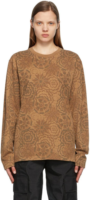StÃ¼ssy Brown Flower Long Sleeve T-Shirt - T-shirt à manches longues de la fleur marron de stã¼ssy - stôssy 갈색 꽃 긴 소매 티셔츠